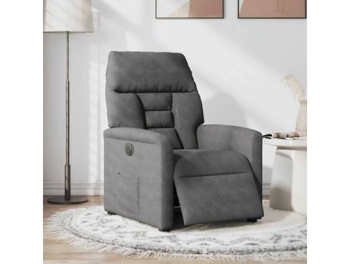 YUTAASU Electric Recliner Chair Dark Grey Microfiber 135 Degree Recline, Wood and Metal Frame, Stain Resistant Fabric, TV Lounge Chair