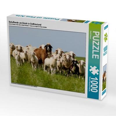 CALVENDO Puzzle Schafherde am Deich in Ostfriesland | 1000 Teile Lege-Größe 64x48cm Foto-Puzzle für glückliche Stunden