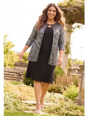 Plus Size Women's Mesh Flyaway Sheath Dress by Catherines in Black (Size 5X)