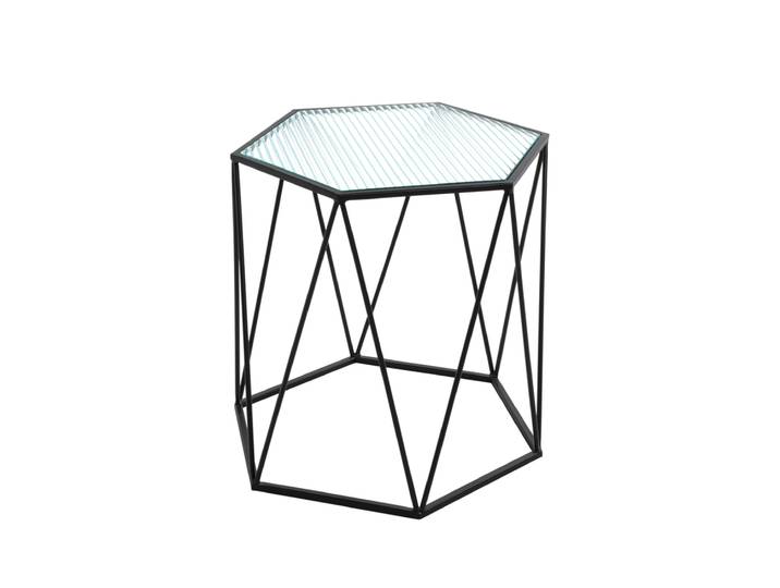 Beistelltisch 46 x 46 cm Dekorglas/schwarz
