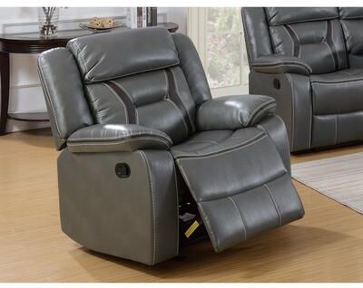 Esofastore Leatherette Upholstered 1pc Manual Recliner Gray Finish