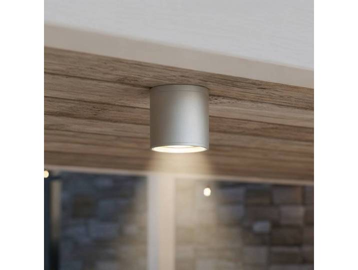 ideal lux Ideal Lux Deckenleuchte Gun, grau, Metall, IP55, GU10 dimmbar, alu / grau / zink, für Badezimmer, Aluminium