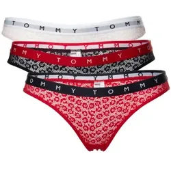 Tommy Hilfiger 3P Logo Lace Bikini Rot/Schwarz Polyamid Large Damen