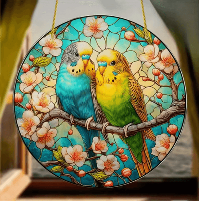 Inspire Picks Acrylic Bird & Flower Hanging Ornament Cute Floral Window Decor Pendant 2