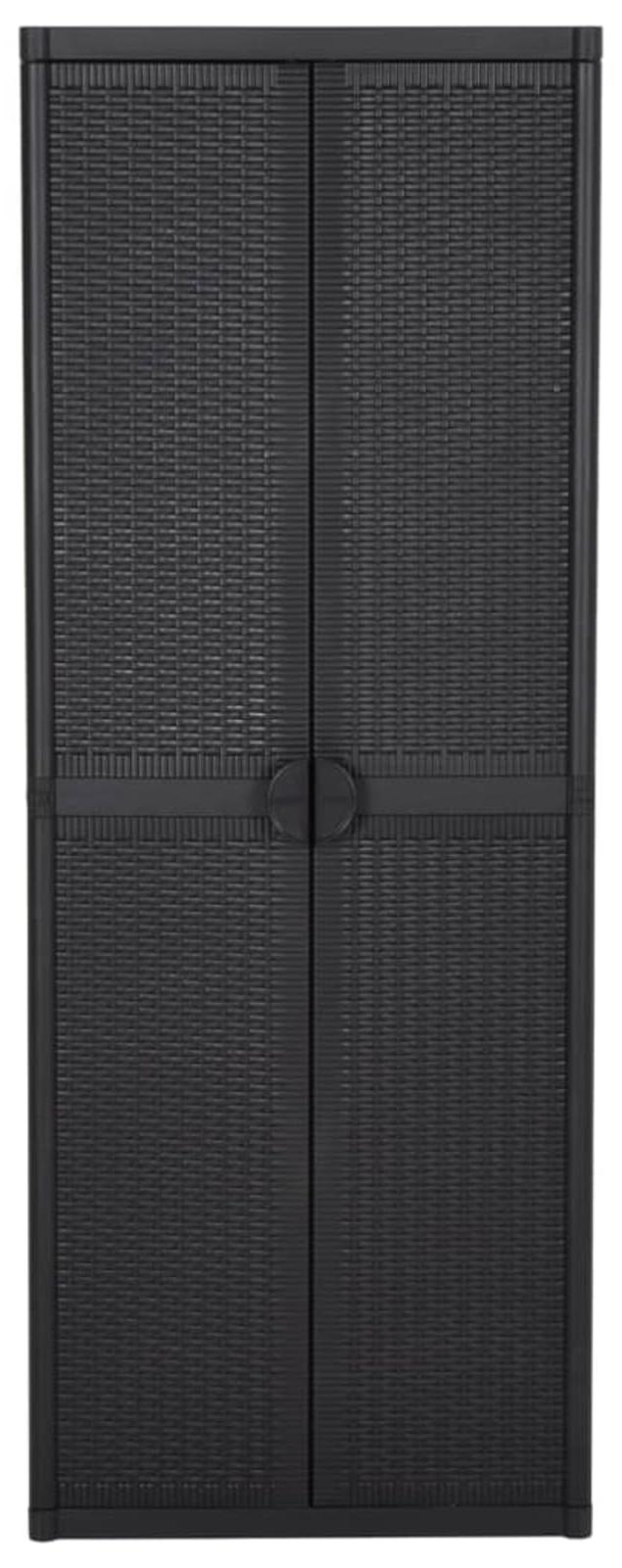 Gartenkasten, schwarz, 65 x 45 x 172 cm - 4 Fächer - Aus PP-Material, Rattan-Optik