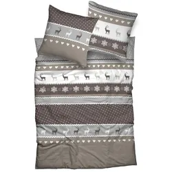 Casatex Biber-Bettwäsche Garmisch 155 x 220 cm Biber Beige-Silber