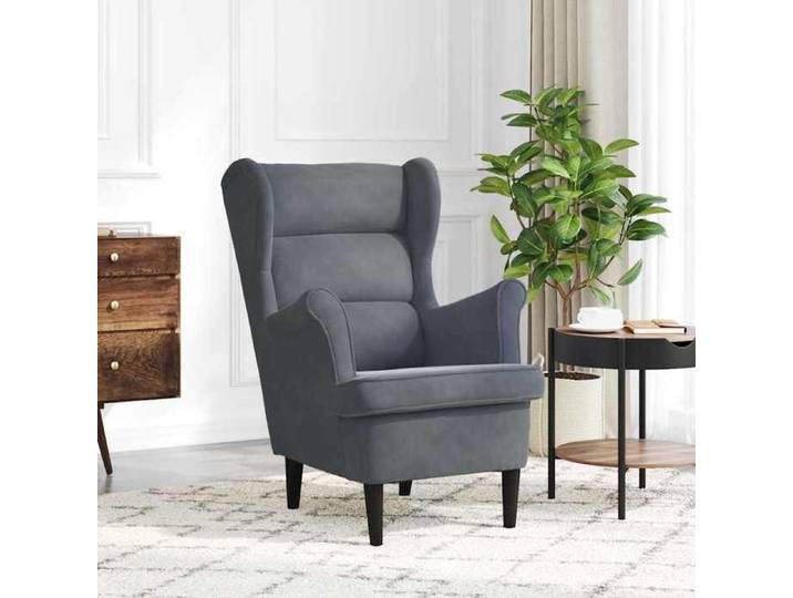 Gris Fauteuil gris foncé velours - Fauteuil simple H16865