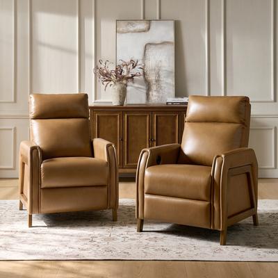 Art of Living Designs Elias Modern Genuine Leather Power Recliner with Adjustable Backrest&Footrest Type-C&USB Ports Set of 2