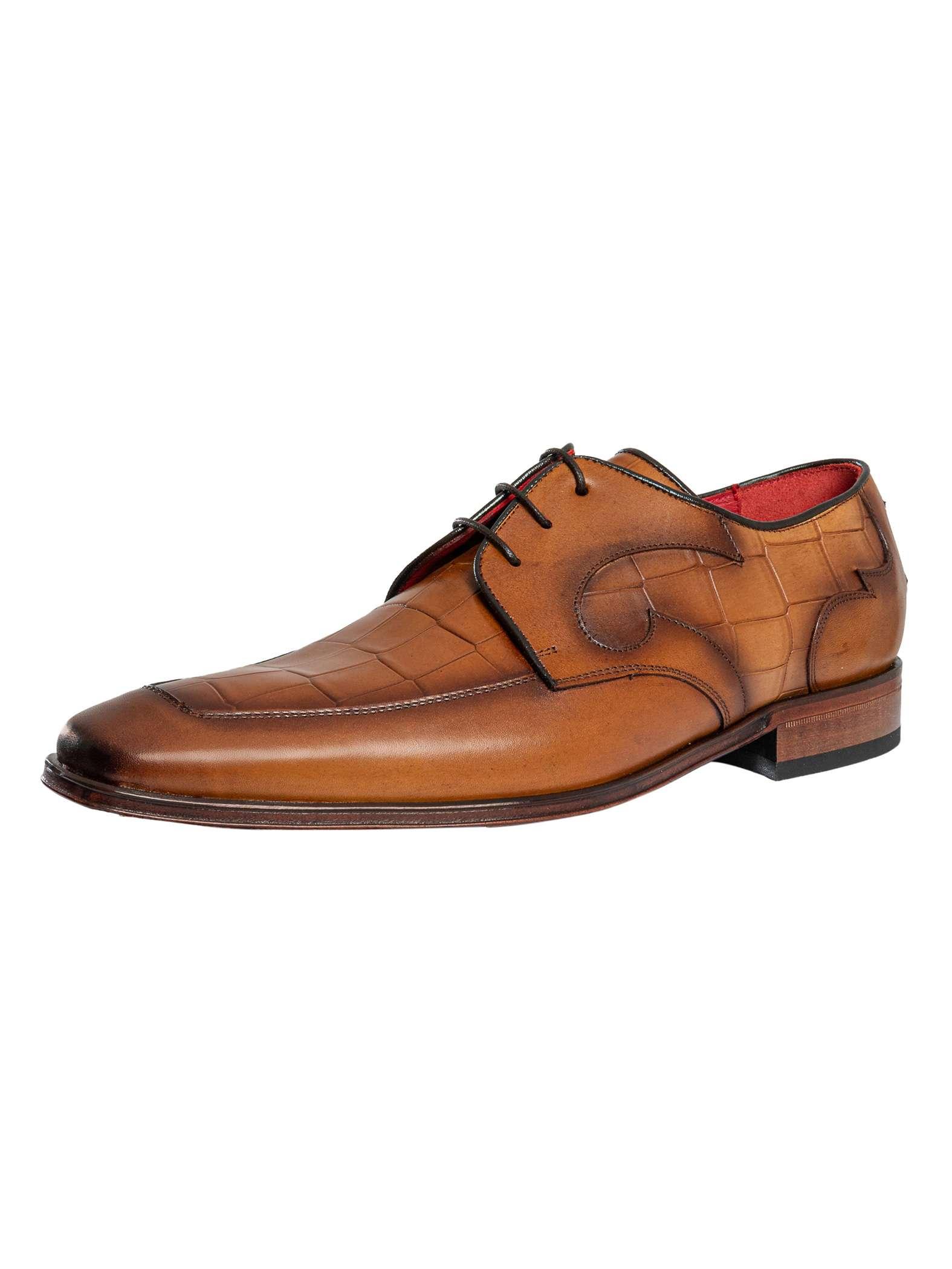 Jeffery West Croco L Leder Derby Schuhe, Braun