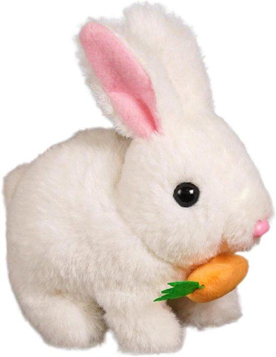 Elektronisch Wit Knuffelkonijn met Realistische Bewegingen - 18 cm