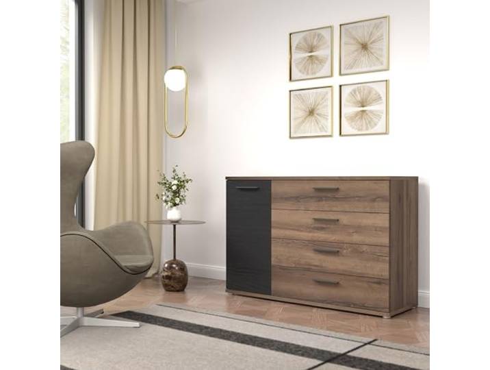 möbelando Kommode >Jacky < in braun,schwarz - 124,9x83,1x41,3cm (BxHxT)