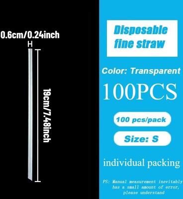 Uplift Essentials 100 Piece Individually Packaged Straws Transparent Disposable Drinking Set s