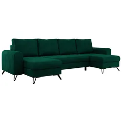 WOHNLANDSCHAFT AXEL U Velvet Dunkelgrün