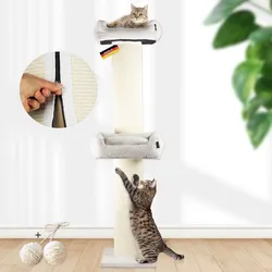 Rohrschneider XXL Kratzbaum FRIEDA – Kratztonne XXL   austauschbare Kratzmatten   stabil   extra breite Säule   Cord-Bezug waschbar   Kratzbaum für große, mittlere und kleine Katzen   Cord