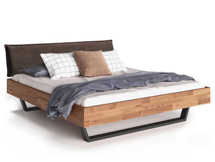 LÖWEN Kufenbett mit Polsterkopfteil, Material Massivholz, 180