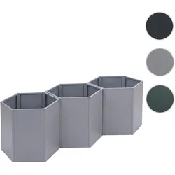 3er-Set Hochbeet HWC-P64, Metallhochbeet Gemüse-/Pflanzbeet Blumenkasten Pflanzkübel Stahl 77x264x100cm ~ grau