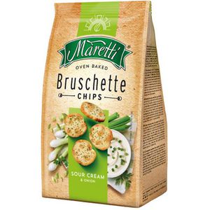 Maretti Brotchips Bruschette Chips Sour Cream & Onion, Weizen, mit Sonnenblumenöl & im Ofen gebacken, 150 g