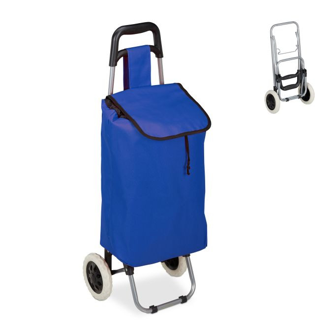 Relaxdays Boodschappentrolley 25 l, blauw, inklapbaar