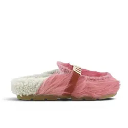Mou für Damen. MU.FW431000D Winter Bio Slide Long Hair Ponyskin Hausschuhe aus Fell, rosa (37), Leder, Wohnung, Keine, Heimtextilien