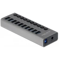 Delock Super (USB-A, USB-B, 10 Ports), Dockingstation + USB Hub, Grau