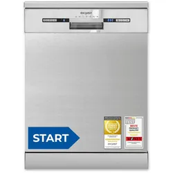 Exquisit START Geschirrspüler 60 cm, 13 Maßgedecke, Unterbaufähig, Startzeitvorwahl, Restlaufanzeige, 7 Spülprogramme, GSP9313-030E inox