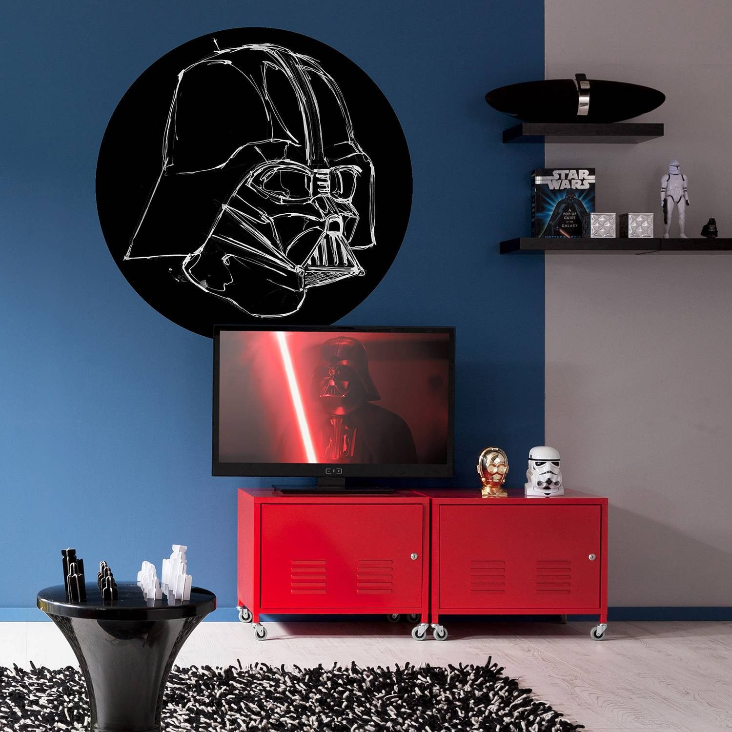 home24 Vlies-fotobehang Star Wars Ink Vader 128 x 128 cm