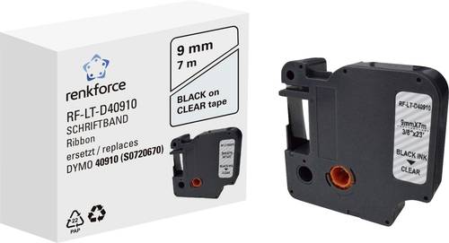 Renkforce RF-LT-D40910 Kompatibel ersetzt DYMO D1 - 40910 9mm Bandfarbe: Transparent Schriftfarbe: Schwarz 7m