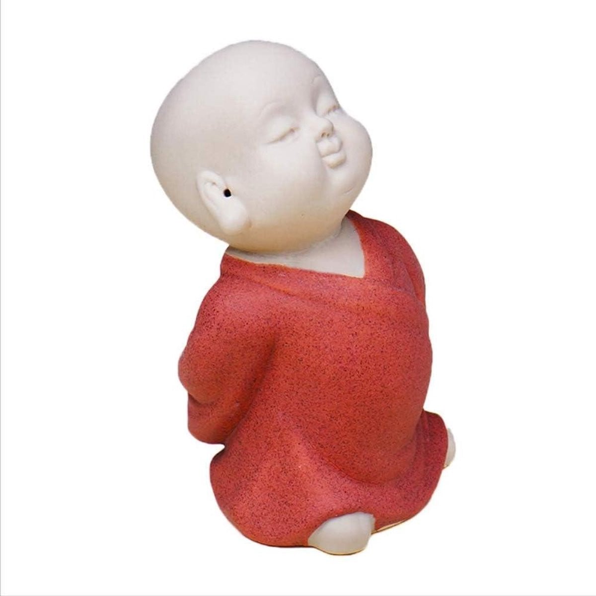 Boeddhabeeld Monnik Keramisch Ornament Paars Zand Hoogte: 11 cm
