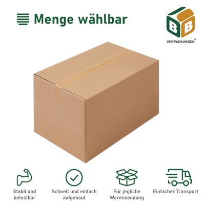 BB-Verpackungen GmbH 120 x Faltkarton (590 x 390 x 300/220/150 mm) stabil 2-wellig Versandkarton für mittelschweres Gut Palettenkarton DHL Hermes braun BB-Verpackungen