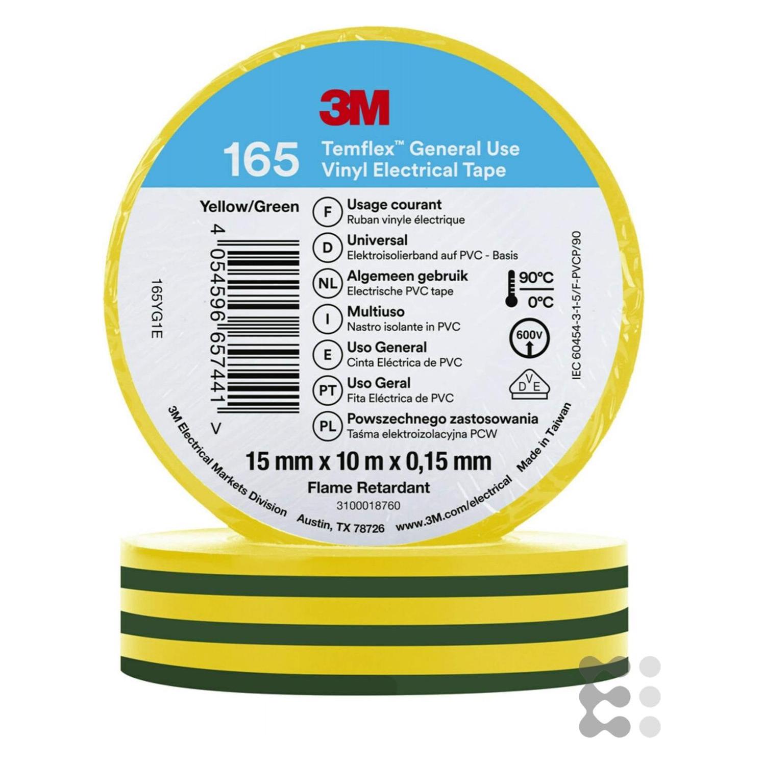 3M Temflex Vinyl-Isolierband 165 (15 mm) (165YG1E)