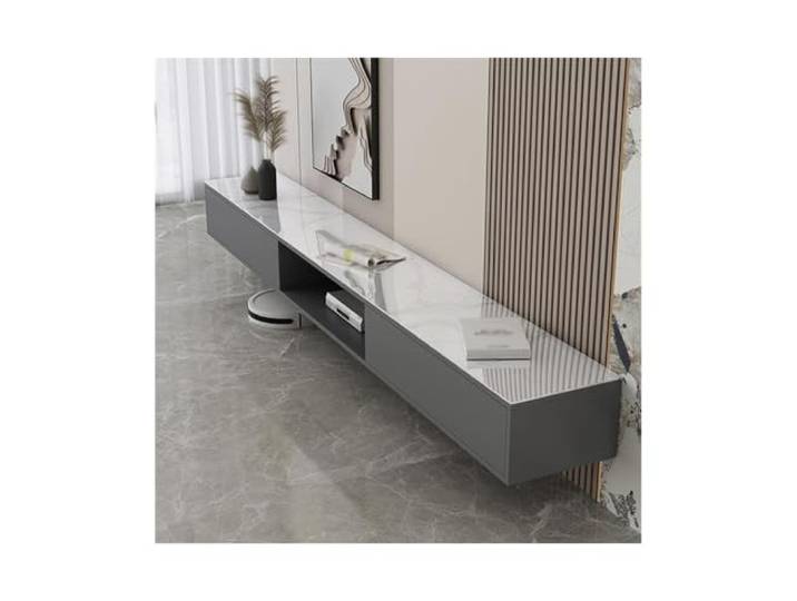 Vfs8dQ5kt Medieneinheit TV-Ständer, wandmontierter Multi-Storage-TV-Medienkonsole, schwebender TV-Schrank(Weiß,Mittel)