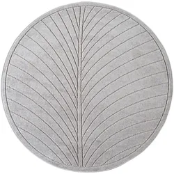 TEPPICH Outdoor, Fußbodenheizung-geeignet, mit Blattmotiv, aus Polypropylen, ENGADIN in Silbergrau, Ø 120 cm