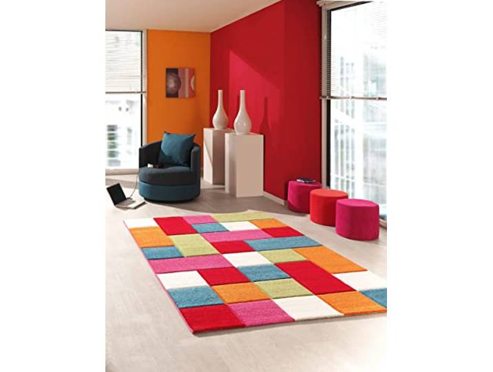 the carpet Monde Moderner Weicher Kinderteppich, Weicher Flor, Pflegeleicht, Farbecht, Lebendige Farben, Kariert, Bunt, 160 x 230 cm