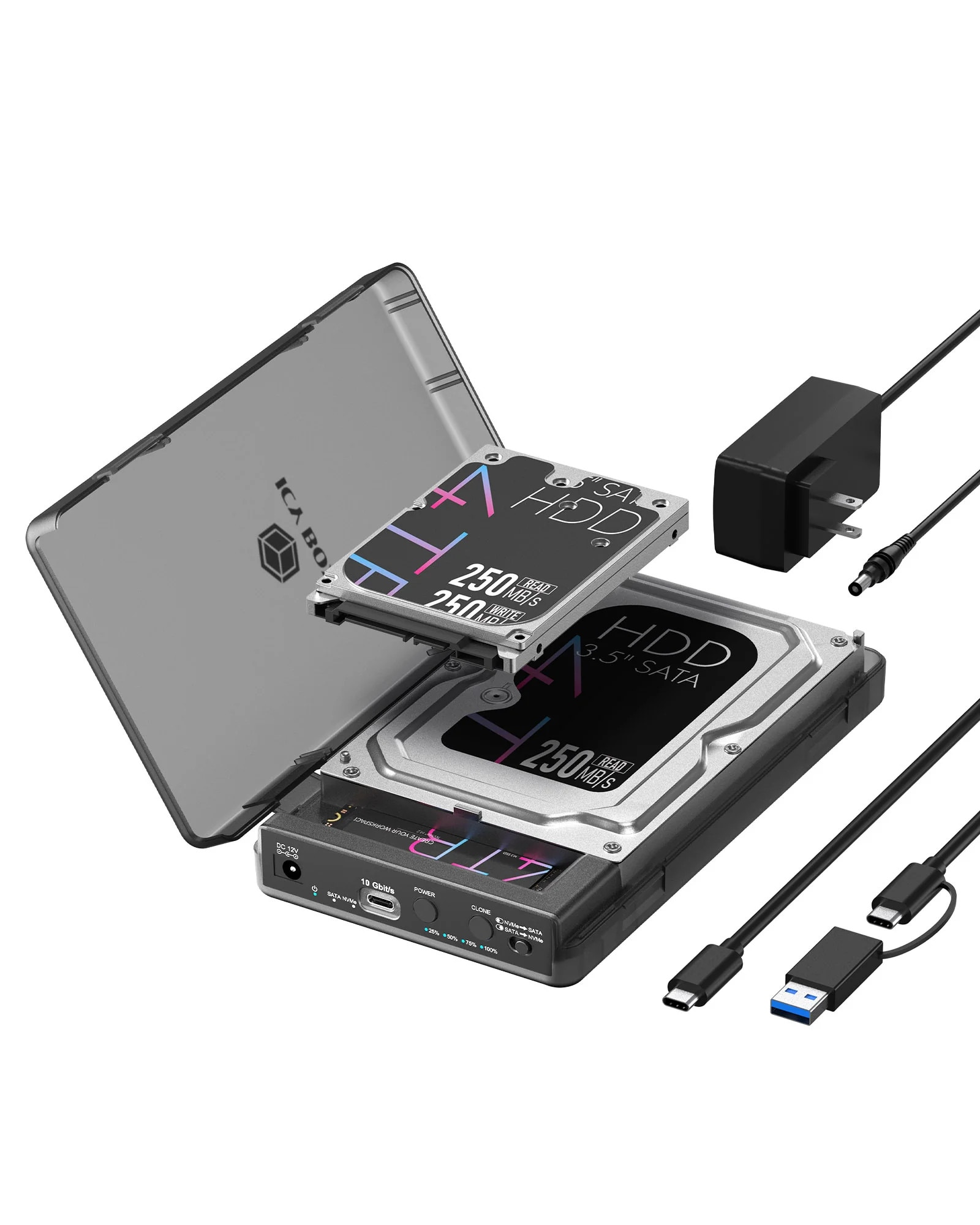 Raid Sonic RaidSonic Icy Box Spade Clone 3882 Klonstation für SATA/NVMe IB-3882MSCL-CU31