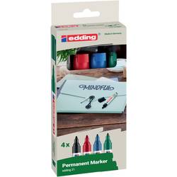 Edding 21 EcoLine 4-21-4 Permanentmarker Schwarz, Blau, Rot, Grün wasserfest: Ja