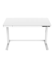 DIGITUS Elektrisch höhenverstellbarer Schreibtisch mit USB-Ladestation und Schublade Weiß (DA-90406)