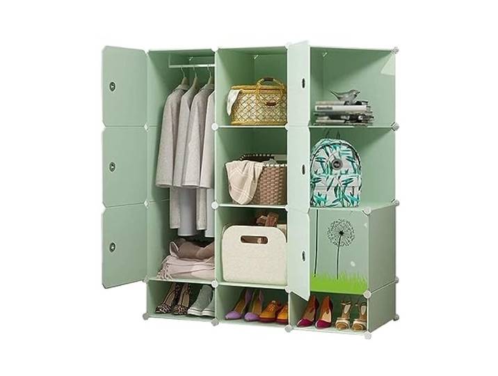 CVdrtyED Kleiderschrank Kombination Kleiderschrank Schuhe-Bit Lagerung Kunststoff Mit Gitter Ecktrennwand Regale Schlafzimmer Organizer(111X47X129CM)
