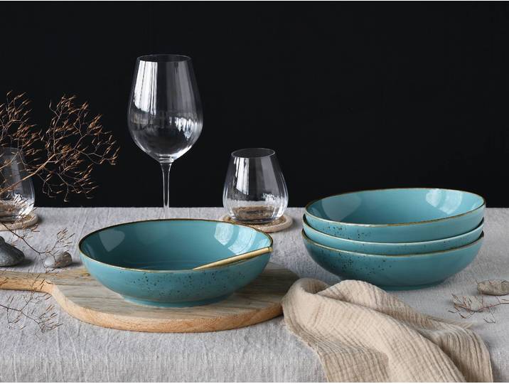 Bols Nature Water 4 pièces type B Ø 22cm Bleu/Bleu