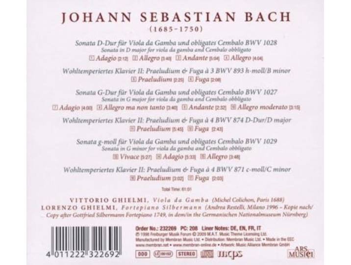Ghielmi, V. / Ghielmi, L. - Sonaten Fur Viola Da Gamba