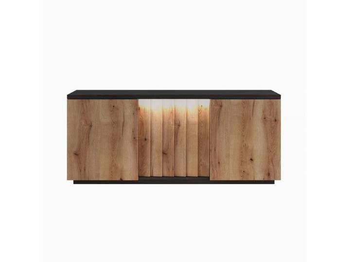 Buffet L. 200 cm AYA Imitation chêne/gris