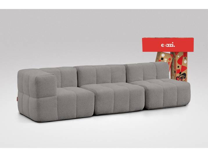 3-tlg. Modulsofa Grau – 1 Eckteil, 2 Mittelteile