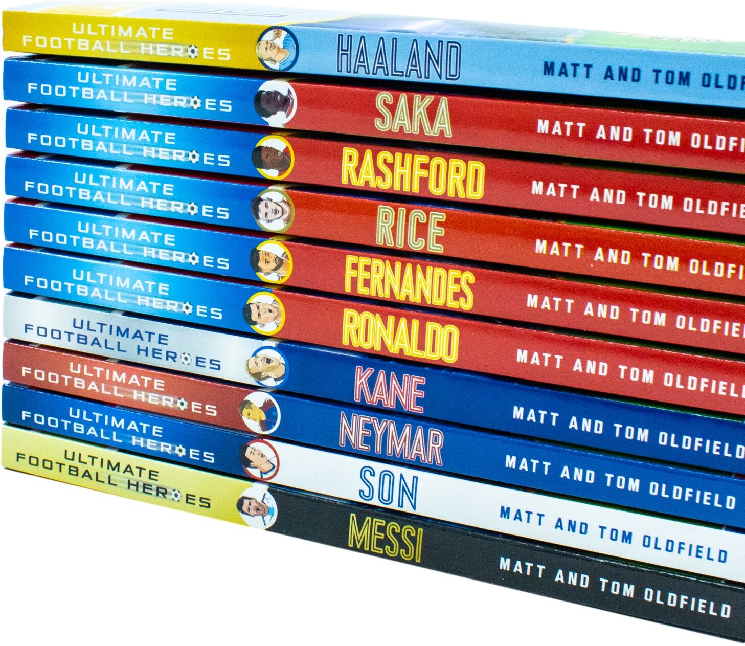 Dino Books Ultimate Football Heroes Series 1 Collection 10 Books Set Kane, Messi, Ronaldo,Rashford, Son Heung-min, Bruno Fernandes, Haaland, Neymar, Rice, Saka