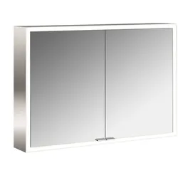 emco prime Lichtspiegelschrank, 1000 mm, 2 Türen, mit verspiegelten Seitenwänden, Aufputzmodell, 949706283, Farbe: aluminium/spiegel