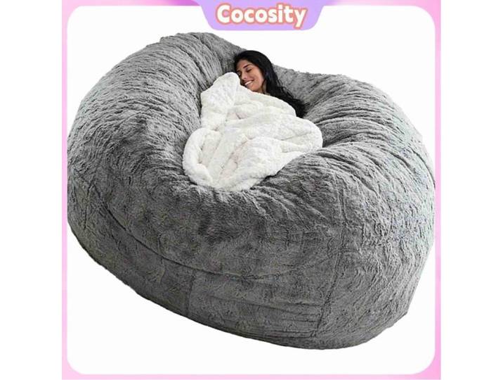 Cocosity Housse de pouf pour lit en éponge pour la maison Accueil éponge lit pouf housse de chaise conditionnement housse Kaki Gris