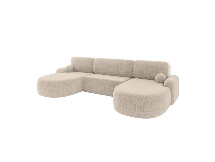 WOHNLANDSCHAFT mit Schlaffunktion und Bettkasten LIRA-U - 335x172x89 Beige