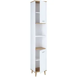 VCM Hochschrank "Landos" Weiß/Honig-Eiche