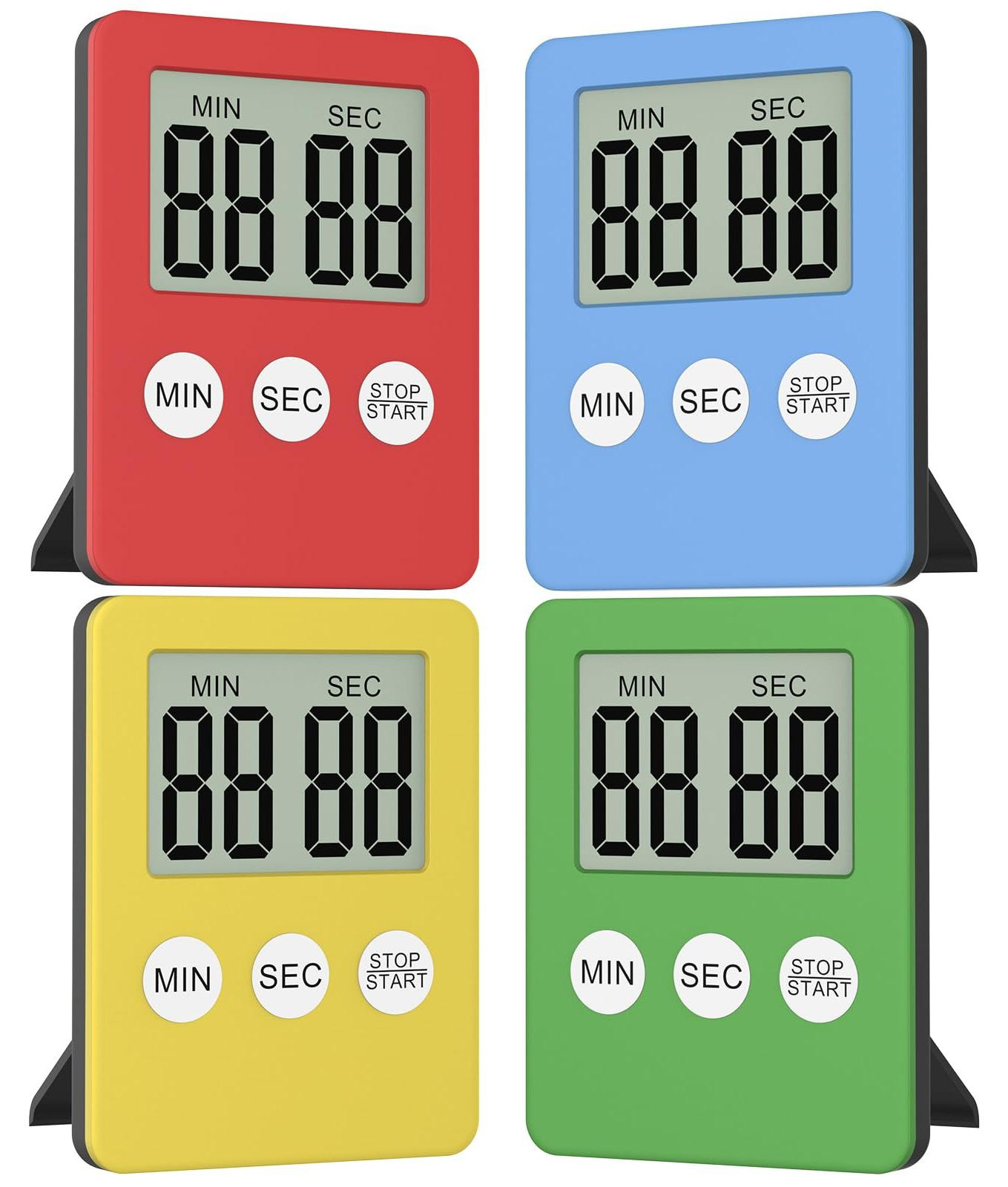 Dripio 4-delige set digitale magnetische keukentimers met groot LCD-display