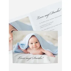 Dankeskarten Geburt selbst gestalten mit Spruch und Fotos im Onlinedesigner bei Meine-Kartenmanufaktur.de