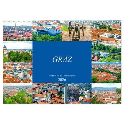 Graz - Ausblick auf die Dachlandschaft (Wandkalender 2026 DIN A3 quer), CALVENDO Monatskalender