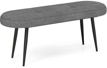 Costway 47 Inch Upholstered Entryway Bench with Heavy-duty Metal Frame-Gray